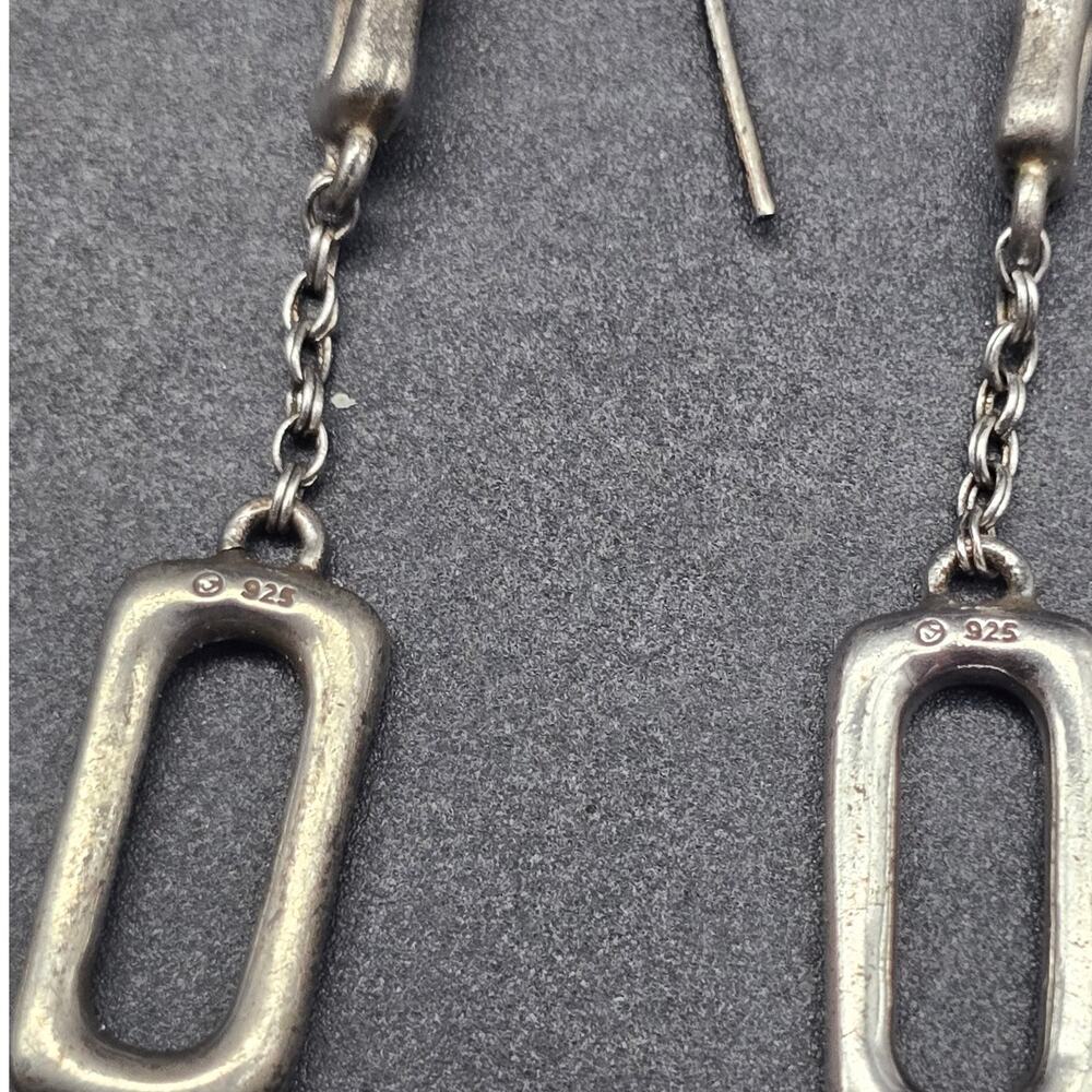 Sterling Silver Rectangle Dangle Drop Earrings 92… - image 5